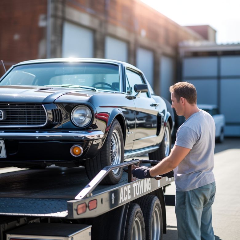 Our team member picking up a customer's junk car