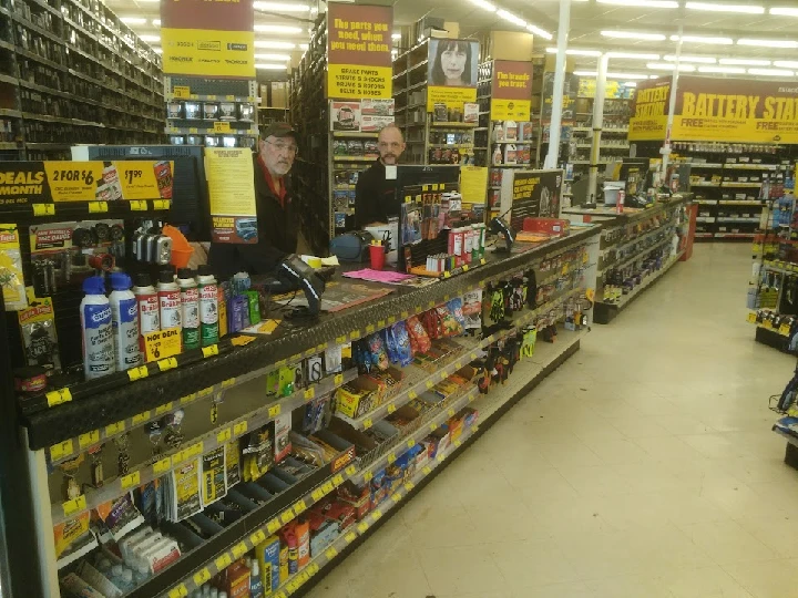 Advance Auto Parts store with merchandise displays.