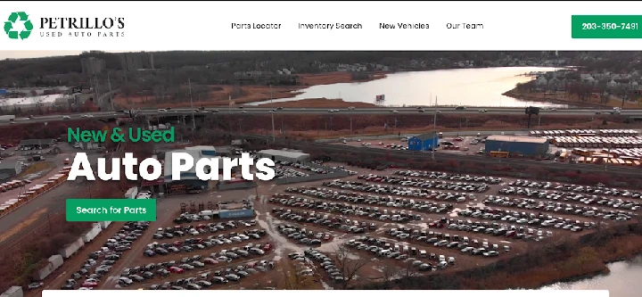 Aerial view of Petrillo's Used Auto Parts lot.