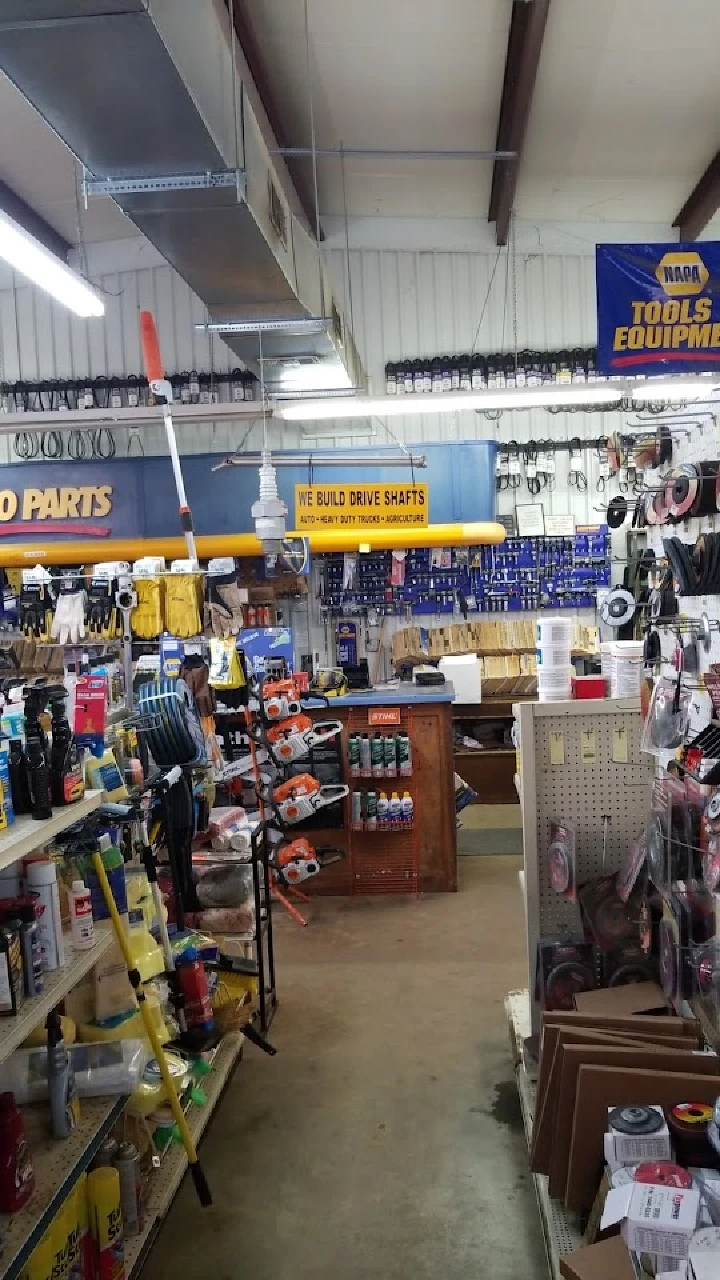 Auto parts store interior with tools and supplies.