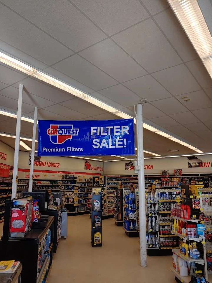 Carquest filter sale sign in auto parts store.