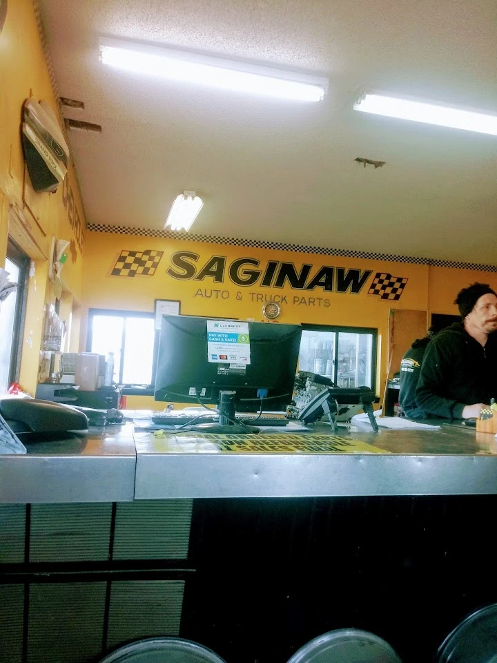 Saginaw Auto Recyclers reception area with signage.