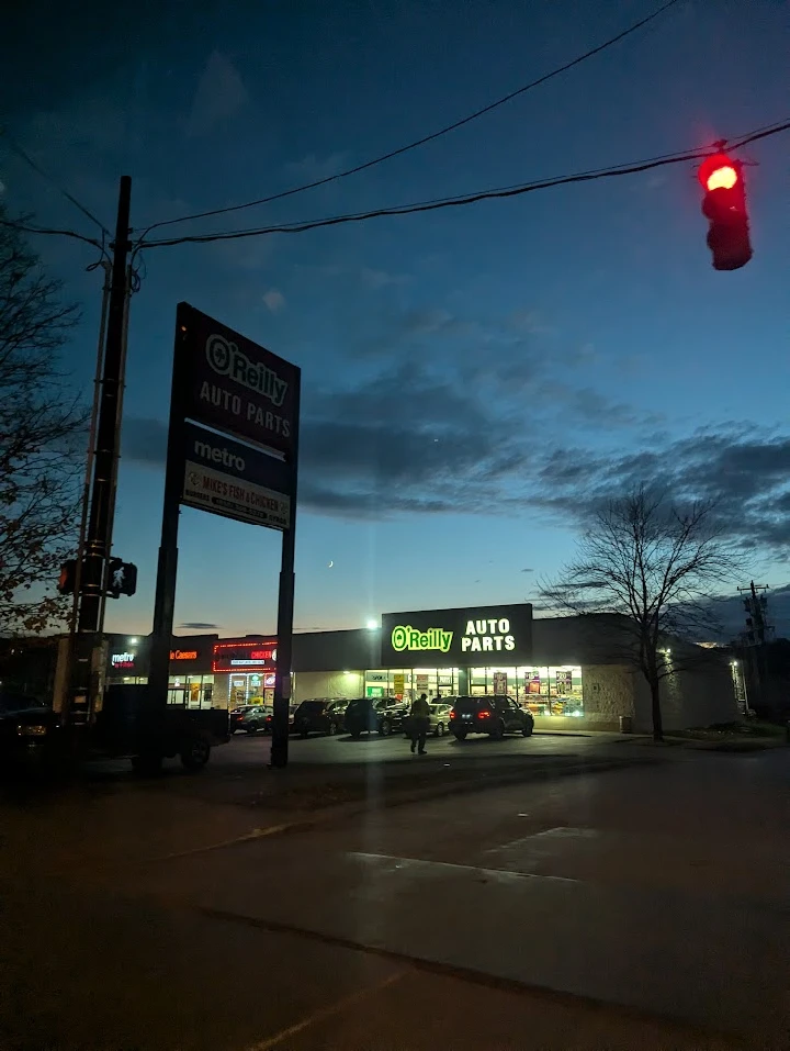 O'Reilly Auto Parts store at dusk.