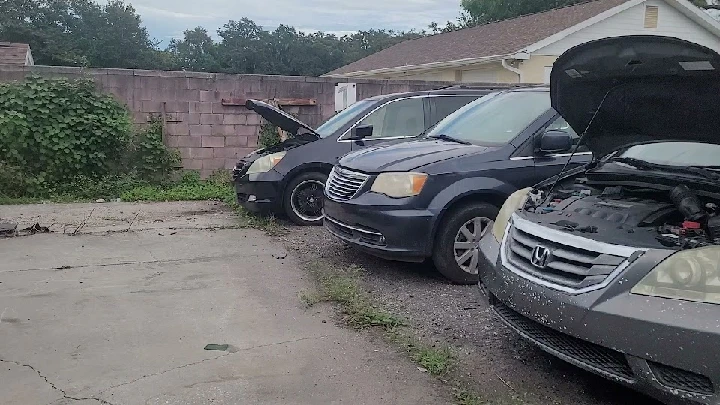 Used cars parked at Evergreen Auto Parts.