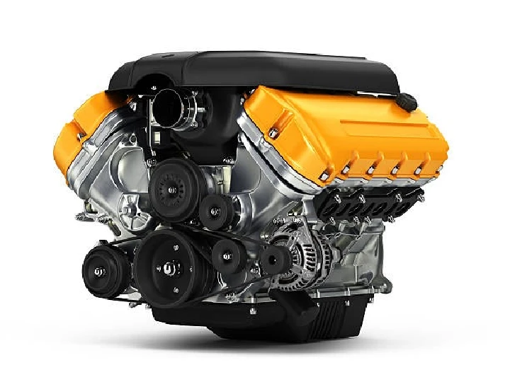 Vibrant yellow-engine showcasing automotive engineering.