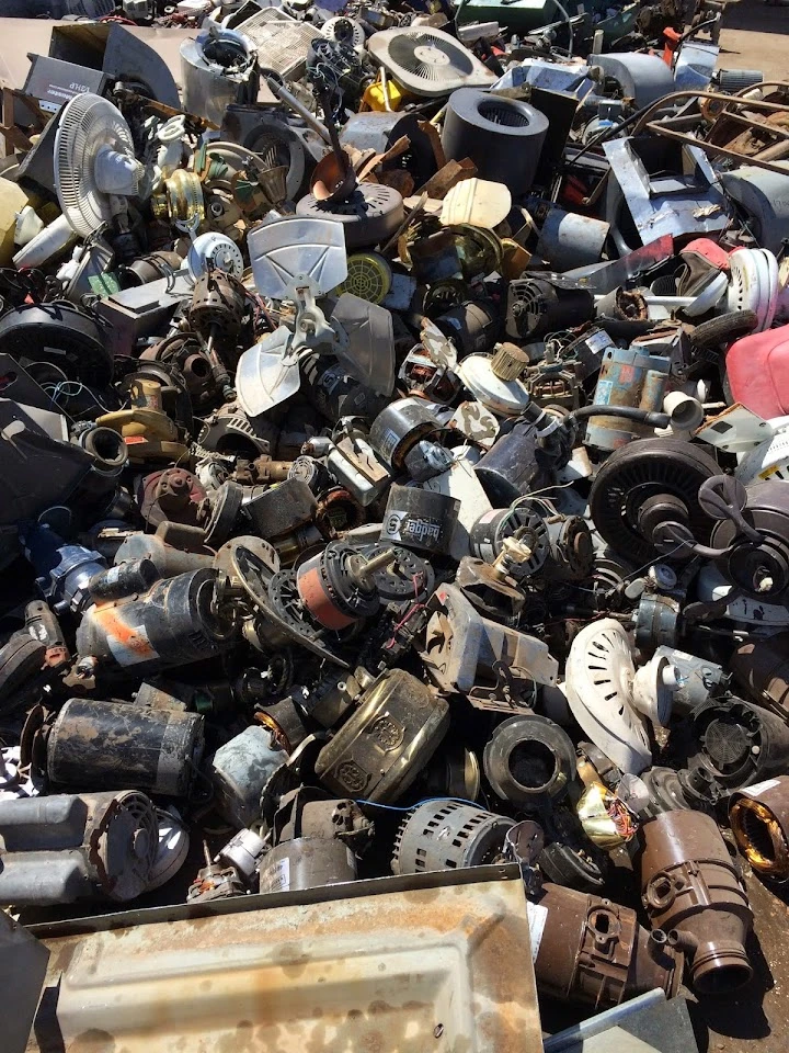 A large pile of assorted scrap metal components.