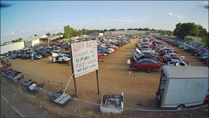 Aerial view of Aero Auto Salvage yard.