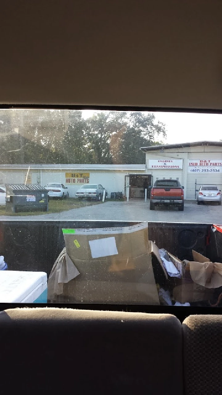 B&T Used Auto Parts store view from a vehicle.