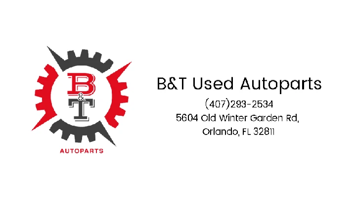 B&T Used Autoparts logo and contact information.