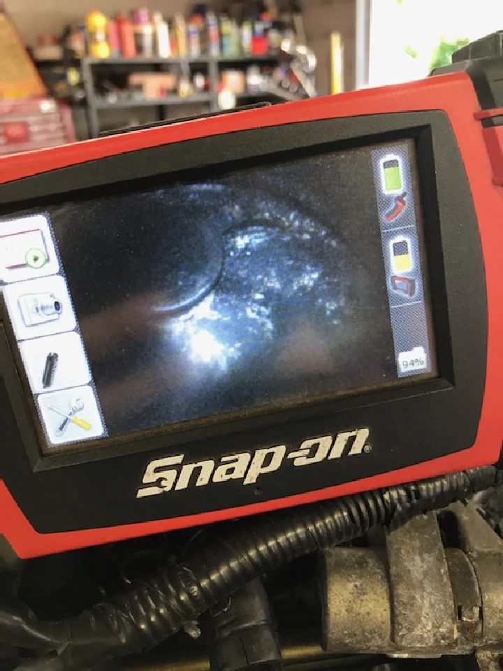 Inspection camera display in an auto repair shop.