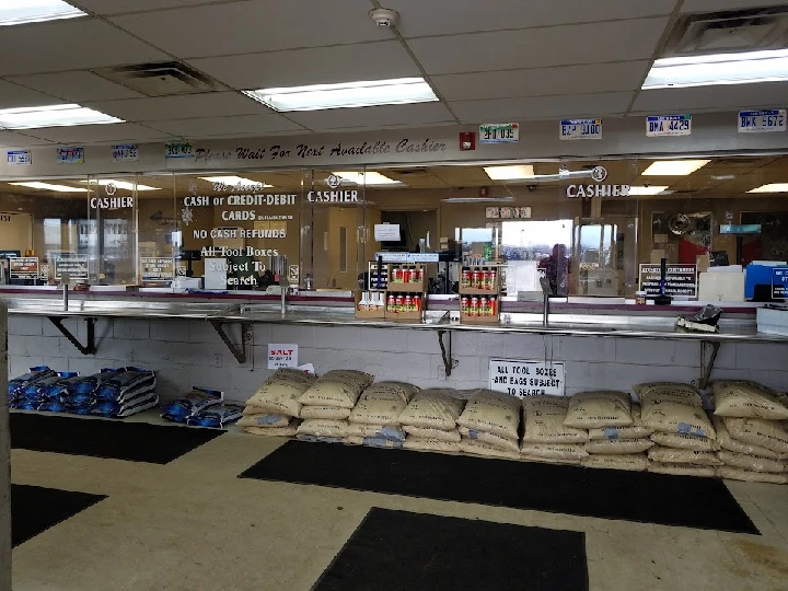 Parts Galore cashier area with product displays.