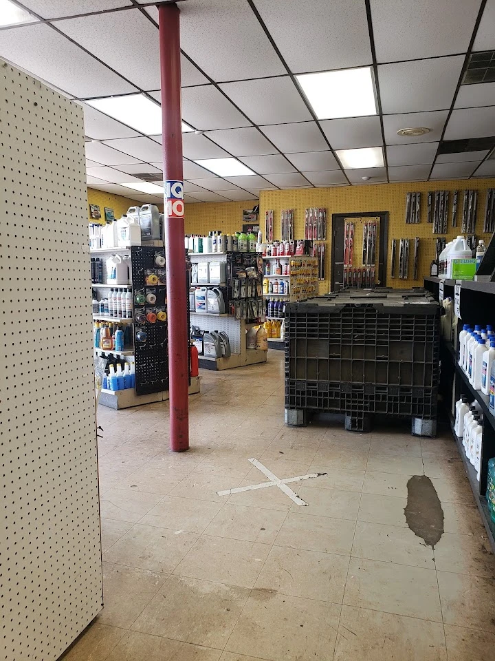 Store interior with automotive parts and supplies.