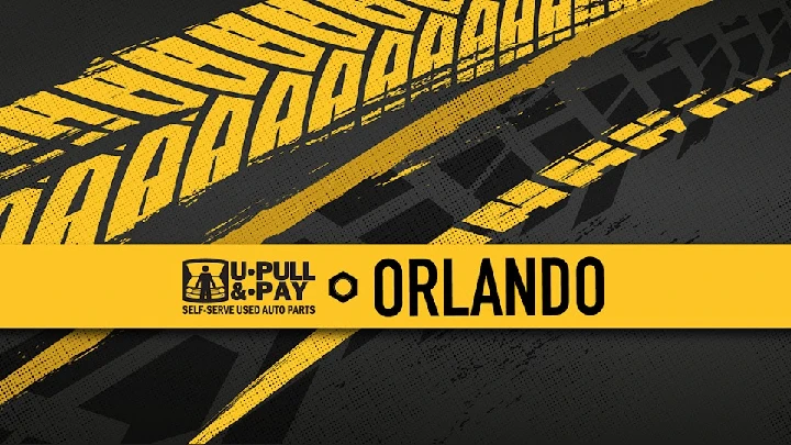 U-Pull-&-Pay Orlando logo with tire tracks design.