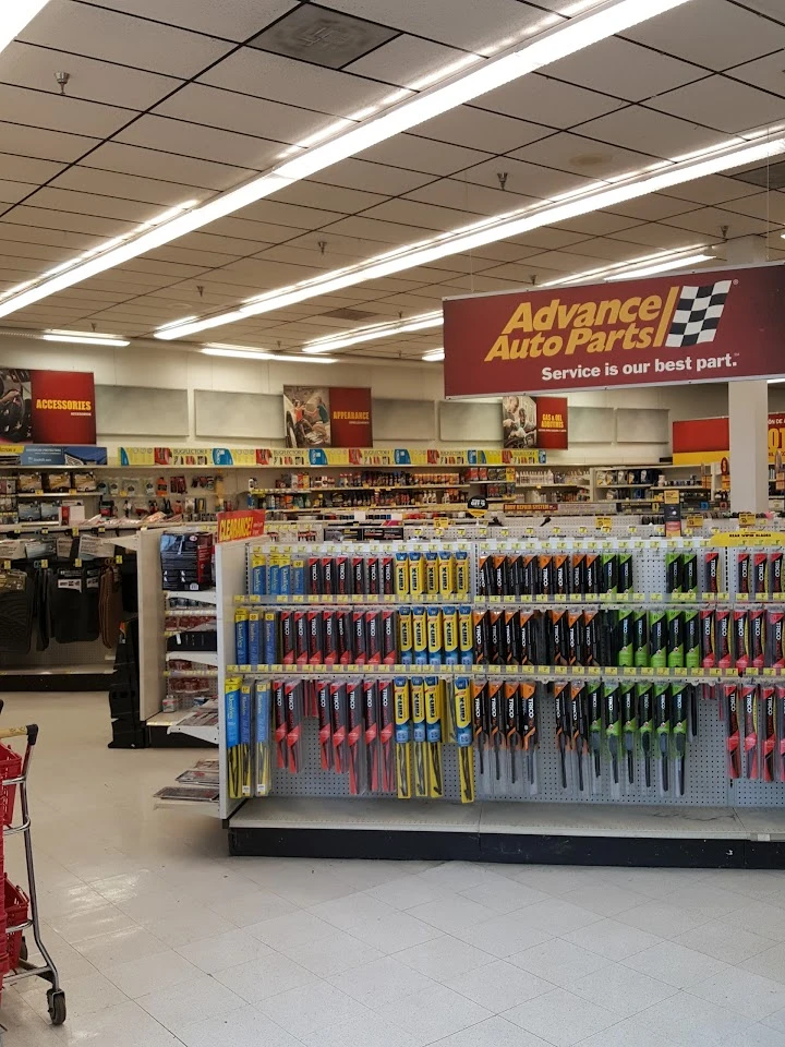 Advance Auto Parts store interior with tools displayed.