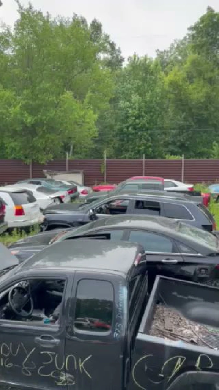 Aerial view of junked cars at GMJS Used Auto Parts.