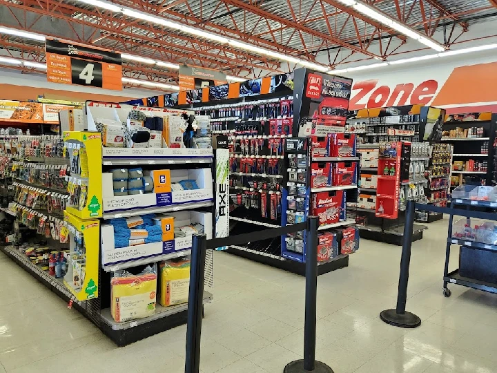 Auto accessories displayed in an AutoZone store.