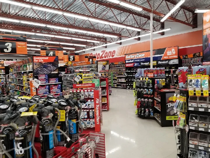 AutoZone store interior displaying automotive products.