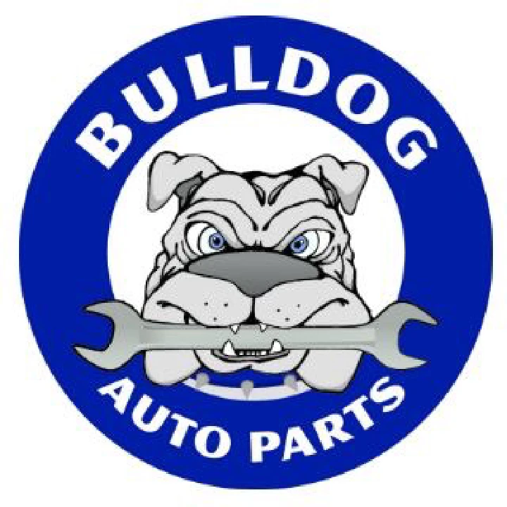 Bulldog Auto Parts logo with bulldog and wrench.