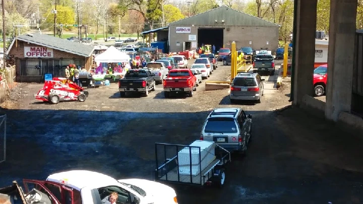 Busy loading area at E Schneider & Sons warehouse.