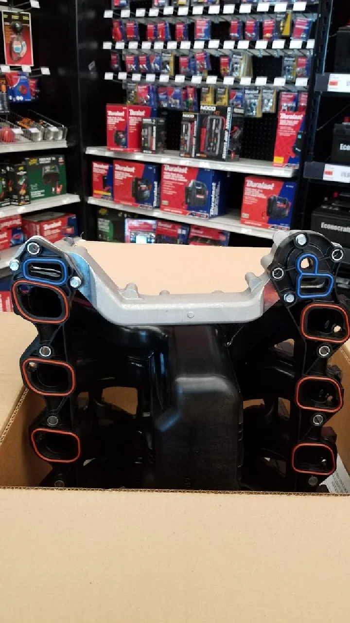 Engine part displayed in an AutoZone store.