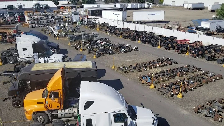 Heavy truck and parts yard in Spokane.