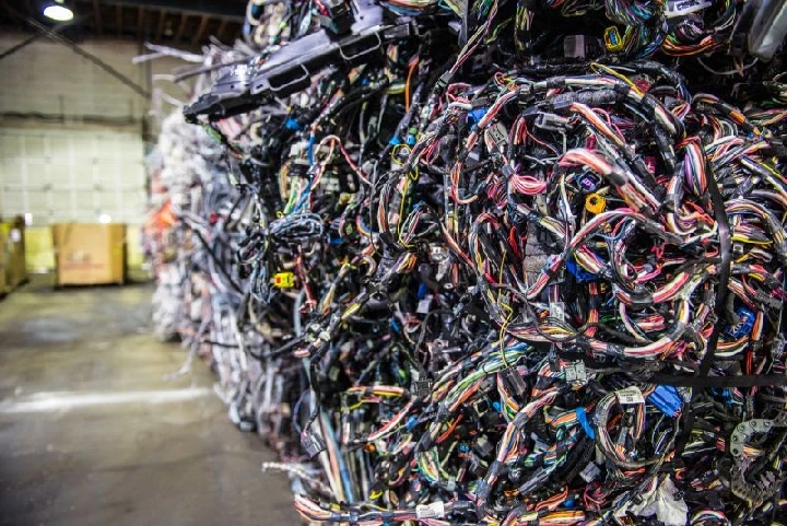 tangled wires ready for recycling at Genesee Recycling