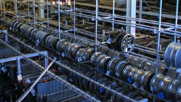 Auto parts stored on racks at Allgeier Auto Parts Inc.