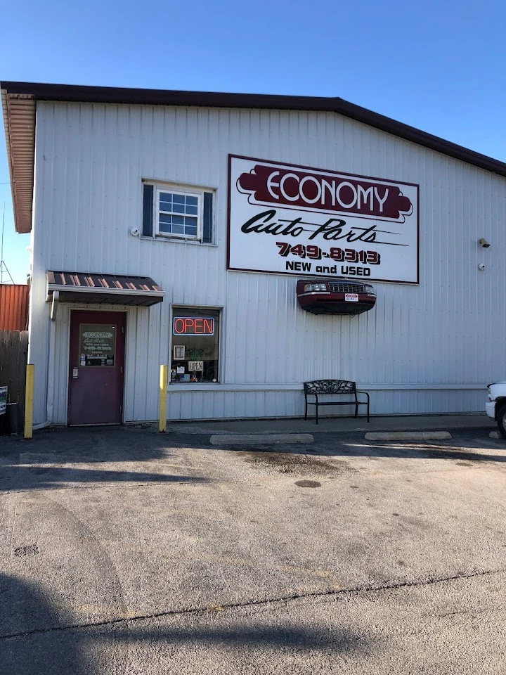 Economy Auto Parts store exterior, open for business.