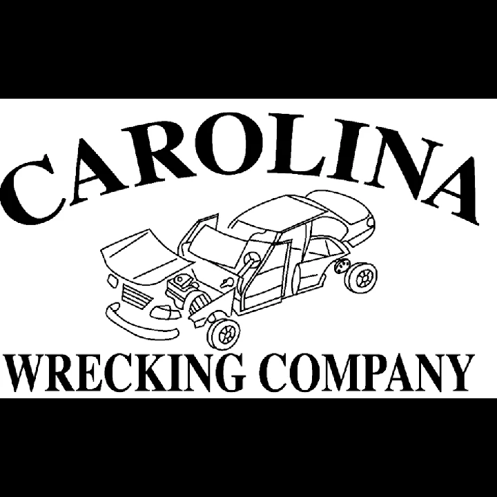 Logo of Carolina Wrecking Company with a car graphic.