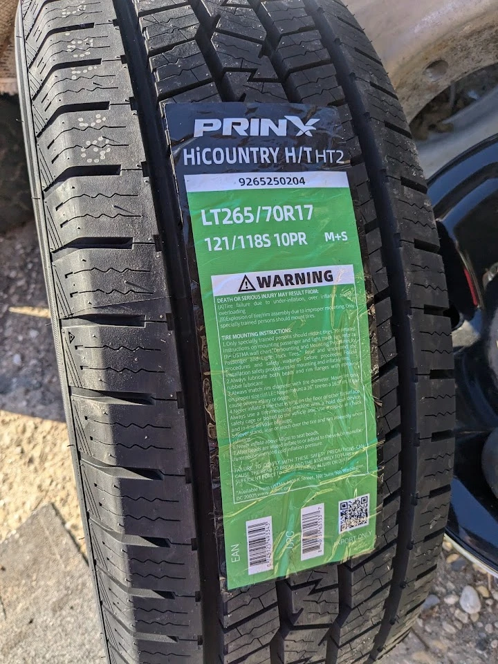 New tire for JMJ Wrecking & Used Cars inventory.