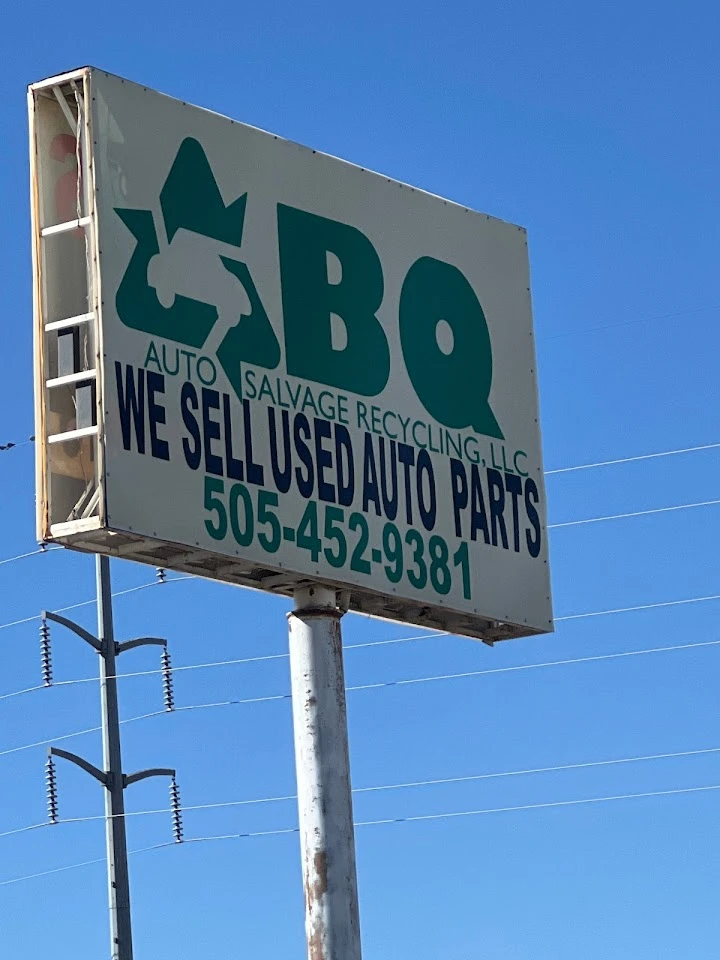 Sign for ABQ Auto Salvage & Recycling. Used parts sold.