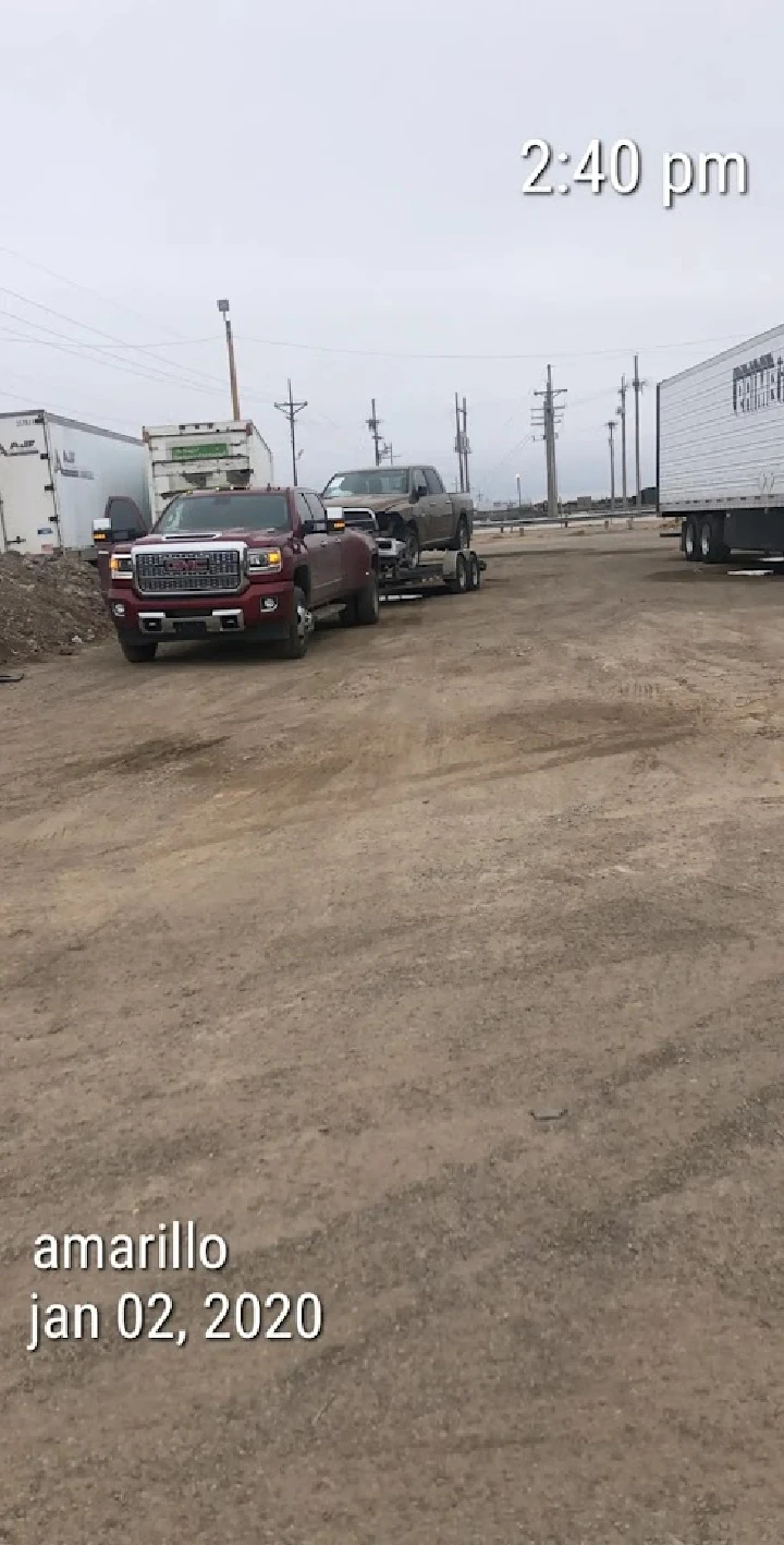 Trucks parked at S & V Automotive site in Amarillo.