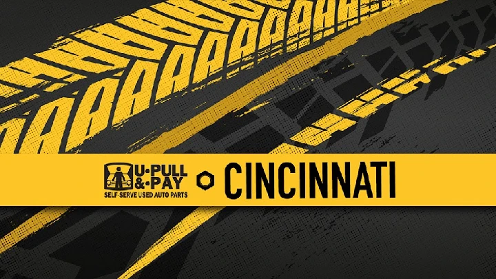 U-Pull-&-Pay Cincinnati logo and tire marks design.