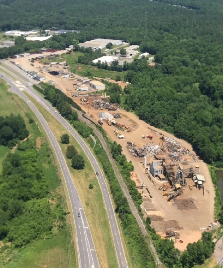 Aerial view of Metal Recycling Services property.