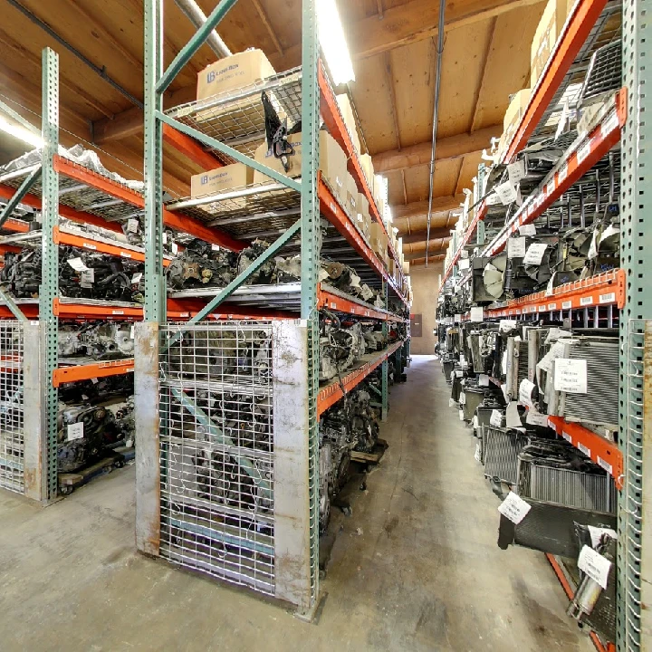 Auto parts storage area at Specialized Auto Recycling.