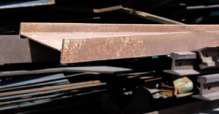 Close-up of metal beams at Millcreek Metals.