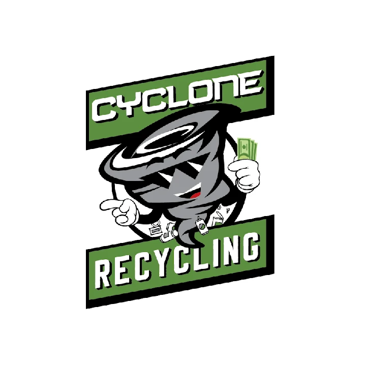 Cyclone Recycling logo featuring a cartoon tornado.