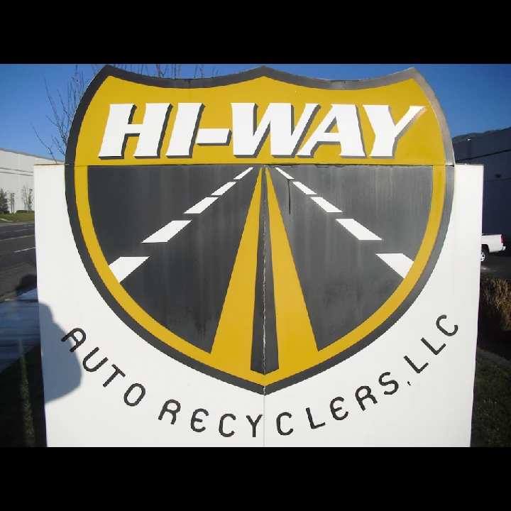 Hi-Way Auto Recyclers logo and sign.