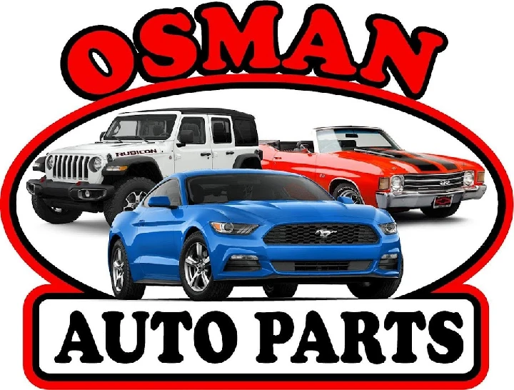 Logo of Osman Auto Parts with various cars.