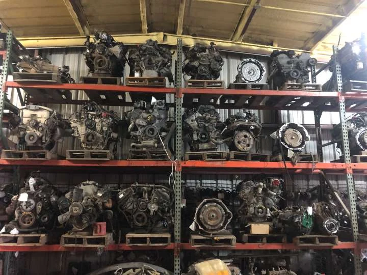 Rows of used engines at Jay's Auto Parts.