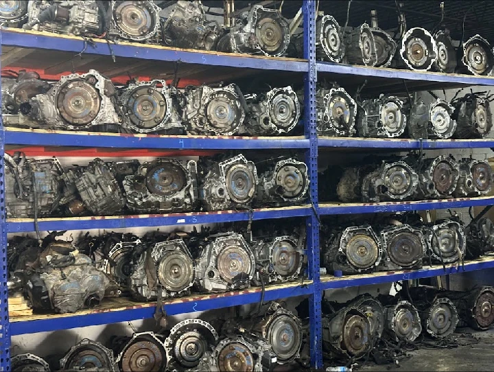 Shelf of automotive engines at South Florida Auto, LLC.