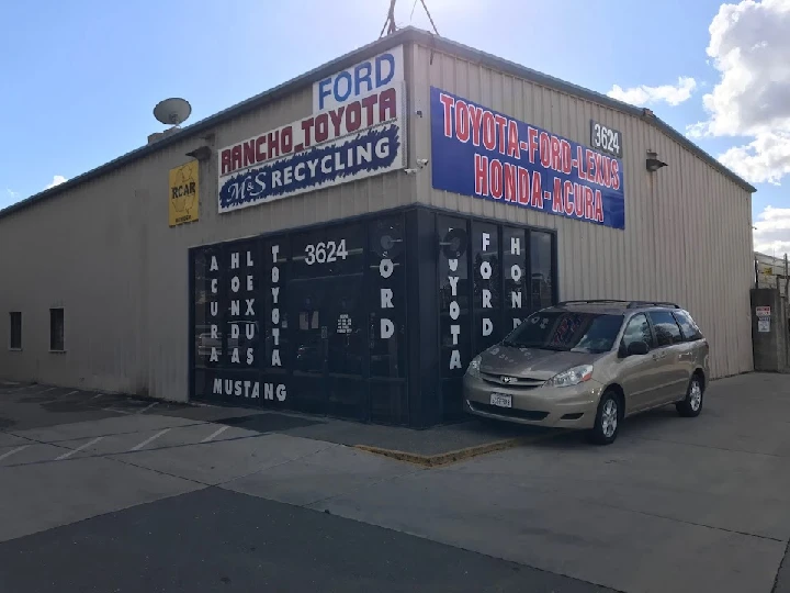 Toyota-Ford Recycling building exterior with signage.