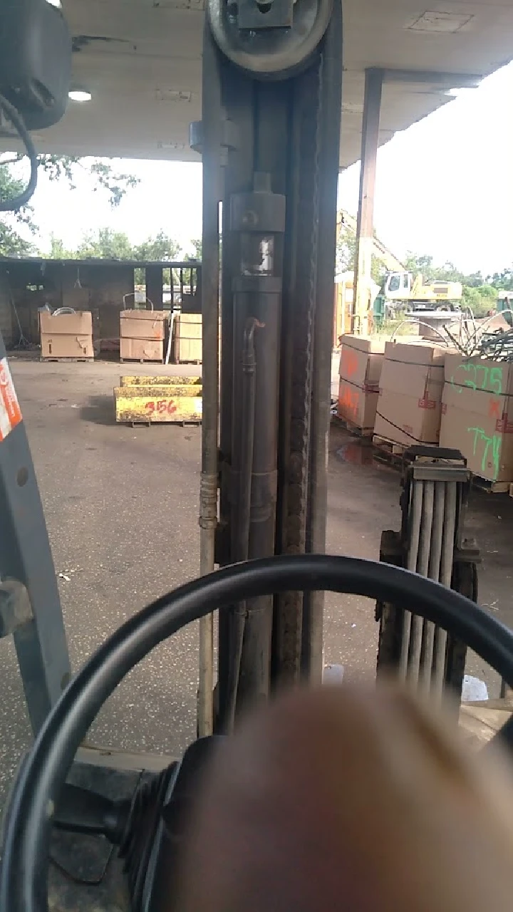 View from a forklift at a recycling facility.