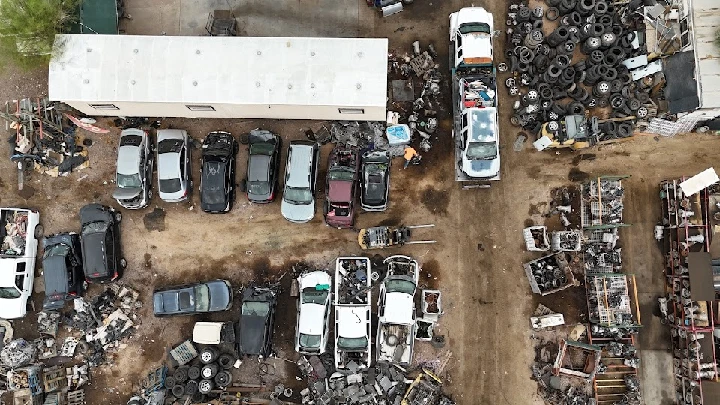 Aerial view of A & G Auto Wrecking facility.