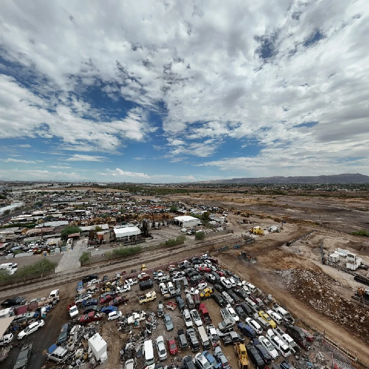 Aerial view of A & G Auto Wrecking lot.