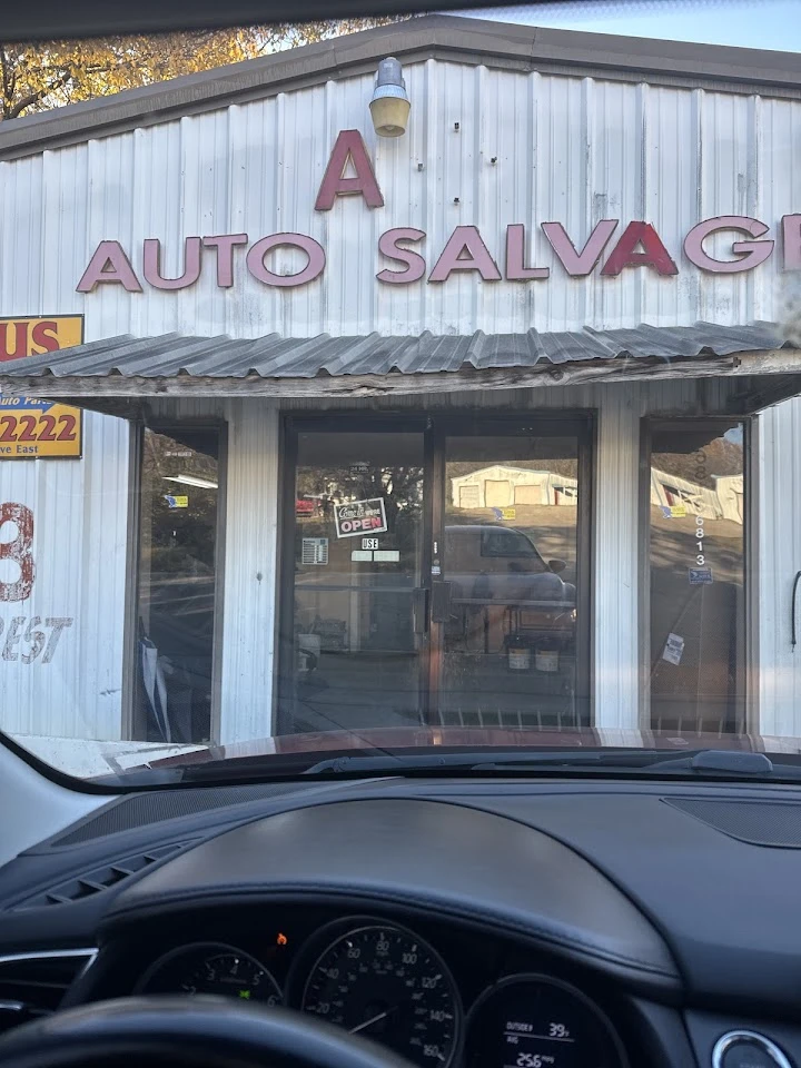 Entrance of A Plus Auto Salvage shop.