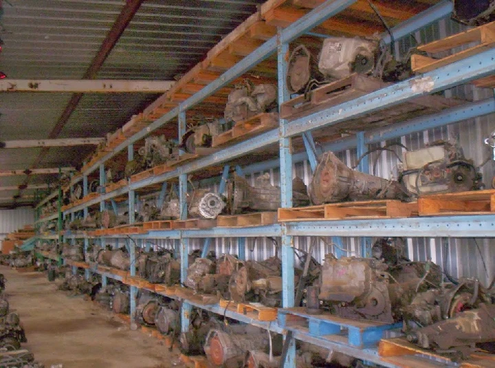 Rows of auto parts stacked on shelves.