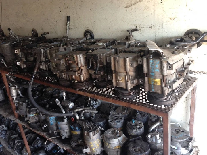 Used auto parts on shelves at ODR Auto Wrecking.