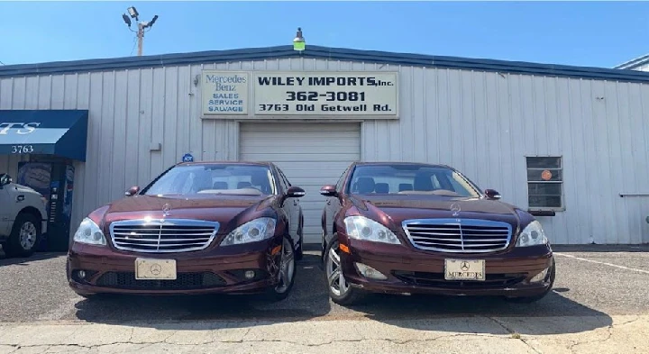 Two Mercedes-Benz cars outside Wiley Imports.