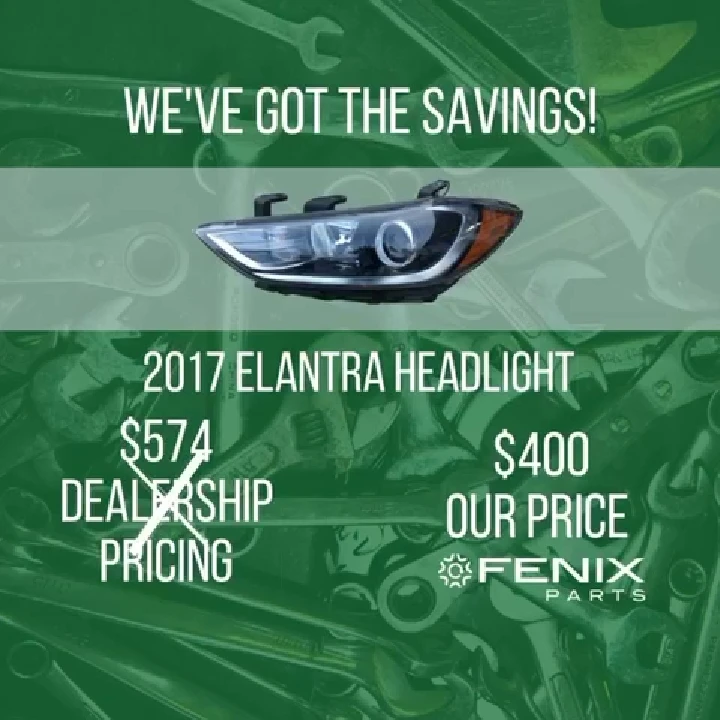 2017 Elantra headlight price comparison graphic.